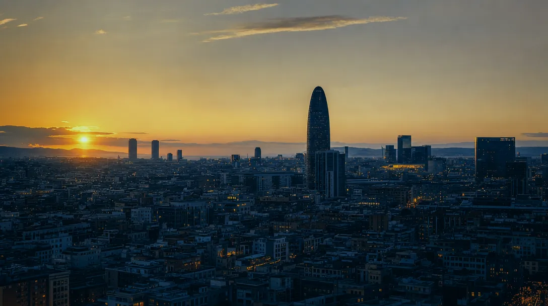 Barcelona al atardecer desde lo alto
